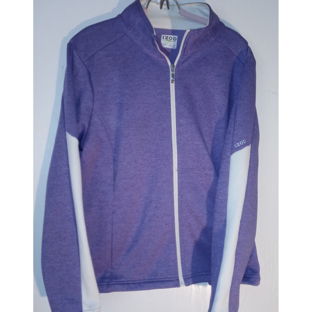 IZOD Full Zip Jacket XXL Womens Purple White Athletic Sports Tennis 2X